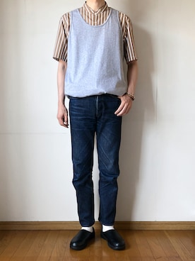 「SILVERのアイテム」を使った、となりさん（メンズ・179cm）の夏コーディネート