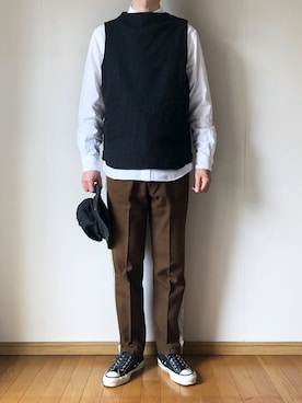 「REMAKE ITEMのアイテム」を使った、となりさん（メンズ・179cm）の春コーディネート