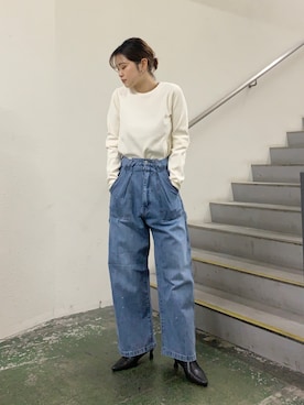 「KBF（ケイビーエフ）のアイテム（シューズ）」を使った、ユリカさん（レディース・163cm）の冬コーディネート
