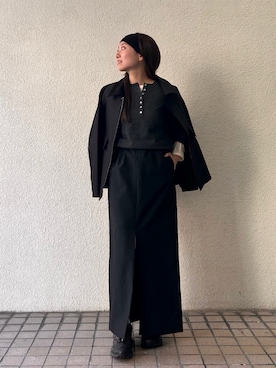 「アイテム（ヘアバンド）」を使った、さかもとさん（レディース・155cm）の秋コーディネート