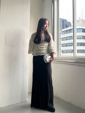 「アイテム（チューブトップ）」を使った、さかもとさん（レディース・155cm）の秋コーディネート