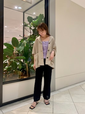 「ニットキャミソール」｜「アイテム（ジャケット/アウター）」を使った、さかもとさん（レディース・154cm）の夏コーディネート