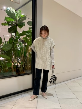 「marco masi（マルコマージ）のMARCO MASI　ZEBRA MINIBAG（ショルダーバッグ）」を使った、さかもとさん（レディース・154cm）の秋コーディネート