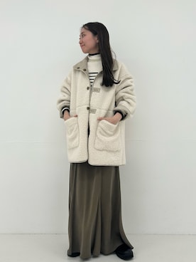 「アイテム（ムートンコート）」を使った、さかもとさん（レディース・155cm）の秋コーディネート