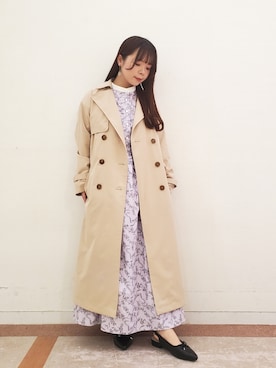 「Te chichi TERRASSE（テチチテラス）のアイテム（トレンチコート）」を使った、𝚝𝚊𝚖𝚊𝚖𝚒さん（レディース・148cm）の春コーディネート