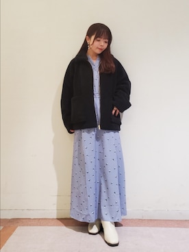 「Te chichi TERRASSE（テチチテラス）のアイテム（ノーカラージャケット）」を使った、𝚝𝚊𝚖𝚊𝚖𝚒さん（レディース・148cm）の秋コーディネート