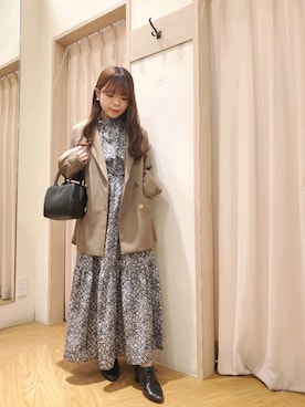 「Te chichi TERRASSE（テチチテラス）のアイテム（テーラードジャケット）」を使った、𝚝𝚊𝚖𝚊𝚖𝚒さん（レディース・148cm）の秋コーディネート