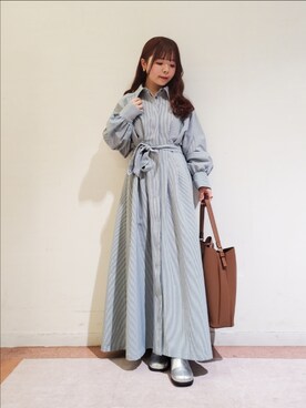 「シャツワンピ」｜𝚝𝚊𝚖𝚊𝚖𝚒さん（レディース・148cm）の春コーディネート