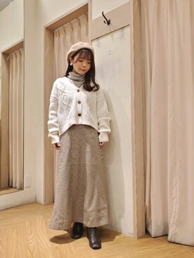 「Te chichi TERRASSE（テチチテラス）のアイテム（ハンチング/ベレー帽）」を使った、𝚝𝚊𝚖𝚊𝚖𝚒さん（レディース・148cm）の冬コーディネート