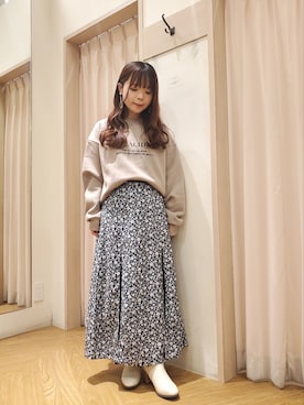 「Te chichi TERRASSE（テチチテラス）のアイテム（スウェット）」を使った、𝚝𝚊𝚖𝚊𝚖𝚒さん（レディース・148cm）の秋コーディネート