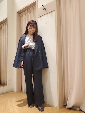 「Te chichi TERRASSE（テチチテラス）のアイテム（テーラードジャケット）」を使った、𝚝𝚊𝚖𝚊𝚖𝚒さん（レディース・148cm）の冬コーディネート