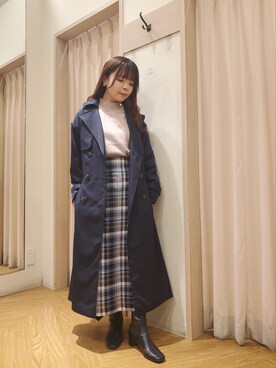 「Te chichi TERRASSE（テチチテラス）のアイテム（ステンカラーコート）」を使った、𝚝𝚊𝚖𝚊𝚖𝚒さん（レディース・148cm）の秋コーディネート
