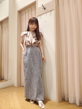 𝚝𝚊𝚖𝚊𝚖𝚒さんの「ギンガムチェックスリットスカート」を使ったコーディネート