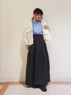 「Te chichi TERRASSE（テチチテラス）のアイテム（ノーカラージャケット）」を使った、𝚝𝚊𝚖𝚊𝚖𝚒さん（レディース・148cm）の秋コーディネート