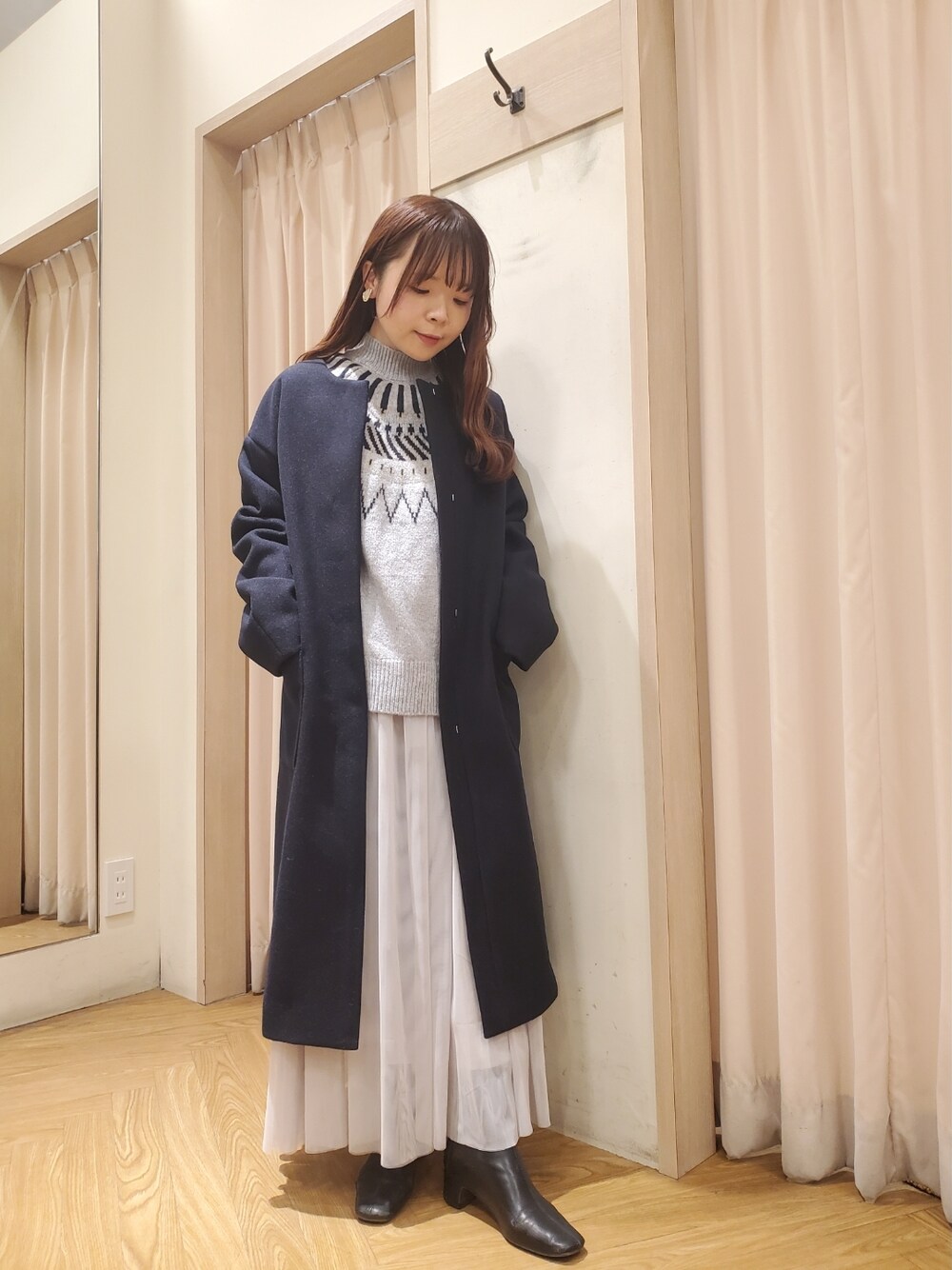 「休日スタイル、大人カジュアル、お出かけコーデ、ootd、大人コーデ、コート、ロングコート、シンプル、カジュアル、ガーリー、フェミニン、低身長、低身長コーデ」｜「canonlineshopでも購入可能です🖥️💞の　プロフィールの🖥️マークから飛べます🕊️（トップス、その他）」を使った、𝚝𝚊𝚖𝚊𝚖𝚒さん（レディース・148cm）の冬コーディネートの1枚目の写真