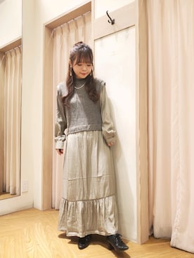 「Te chichi TERRASSE（テチチテラス）のアイテム（ノーカラージャケット）」を使った、𝚝𝚊𝚖𝚊𝚖𝚒さん（レディース・148cm）の秋コーディネート