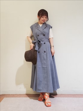 「Te chichi TERRASSE（テチチテラス）のアイテム（ワンピース/ドレス）」を使った、𝚝𝚊𝚖𝚊𝚖𝚒さん（レディース・148cm）の春コーディネート