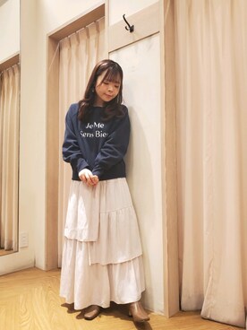 「Te chichi TERRASSE」｜「アイテム（スウェット）」を使った、𝚝𝚊𝚖𝚊𝚖𝚒さん（レディース・148cm）の冬コーディネート
