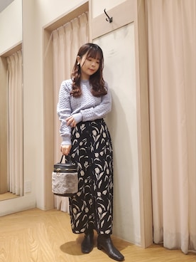 セットアップ ニットセーター 花柄 ジャカードスカート 花柄ジャカードニットスカート(セットアップ可)を使った人気