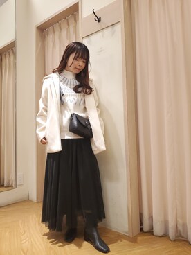 「Te chichi TERRASSE（テチチテラス）のアイテム（その他アウター）」を使った、𝚝𝚊𝚖𝚊𝚖𝚒さん（レディース・148cm）の冬コーディネート