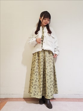 「Te chichi TERRASSE（テチチテラス）のアイテム（ノーカラージャケット）」を使った、𝚝𝚊𝚖𝚊𝚖𝚒さん（レディース・148cm）の秋コーディネート