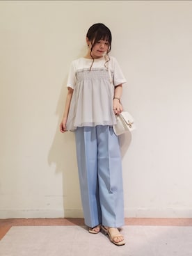 「Te chichi TERRASSE（テチチテラス）のアイテム（パンツ）」を使った、𝚝𝚊𝚖𝚊𝚖𝚒さん（レディース・148cm）の夏コーディネート