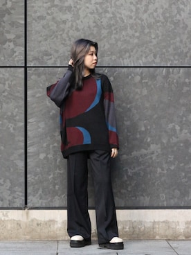 「メンズライクコーデ」｜「アイテム（スラックス）」を使った、MITSUKIさん（レディース・161cm）の冬コーディネート