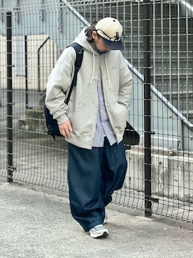 「ANGLAN（アングラン）のアイテム（パーカー）」を使った、DAIGOさん（骨格ナチュラル・メンズ・166cm）の冬コーディネート