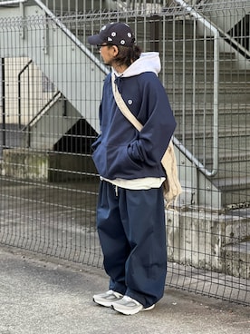 「ANGLAN（アングラン）のアイテム（パーカー）」を使った、DAIGOさん（骨格ナチュラル・メンズ・166cm）の冬コーディネート