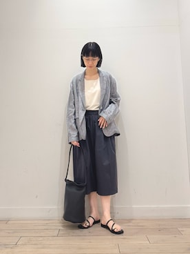 「URBAN RESEARCH DOORS（アーバンリサーチドアーズ）の異素材2WAYタンク（タンクトップ、ベージュ系）」を使った、くどうさん（レディース・157cm）の夏コーディネート