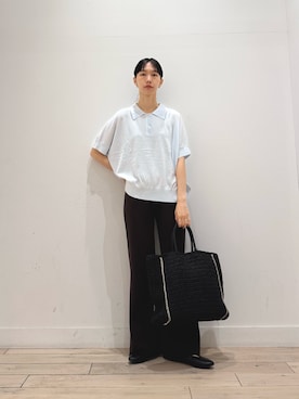 「URBAN RESEARCH DOORS（アーバンリサーチドアーズ）のペーパートートバッグ（トートバッグ、ブラック系）」を使った、くどうさん（レディース・157cm）の夏コーディネート