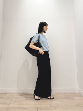 「URBAN RESEARCH DOORS（アーバンリサーチドアーズ）のタックフライスフレンチTシャツ（Tシャツ/カットソー、ブルー系）」を使った、くどうさん（レディース・157cm）の夏コーディネート