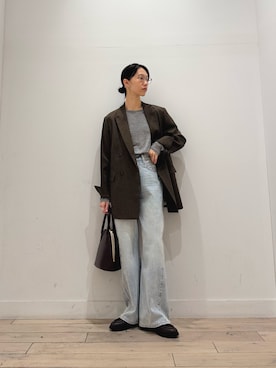 「URBAN RESEARCH DOORS（アーバンリサーチドアーズ）のカシミヤシルク混クルーネックカットソー（T Shirts、ブラック系）」を使った、くどうさん（レディース・157cm）の秋コーディネート