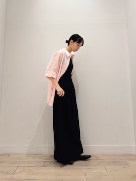 「URBAN RESEARCH Sonny Label（アーバンリサーチサニーレーベル）のコットンサッカーオーバーシャツ（シャツ/ブラウス、ピンク系）」を使った、くどうさん（レディース・157cm）の夏コーディネート