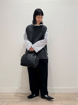 「かぐれ（カグレ）のリネンコットンサルエルパンツ（その他パンツ）」を使った、くどうさん（レディース・157cm）の冬コーディネート