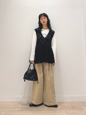 「URBAN RESEARCH DOORS（アーバンリサーチドアーズ）のロゴプリント＋刺しゅうロングTシャツ（Tシャツ/カットソー）」を使った、くどうさん（レディース・157cm）の秋コーディネート