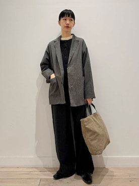 「テーラードジャケット」｜「アイテム（オールインワン・サロペット）」を使った、くどうさん（レディース・157cm）の秋コーディネート