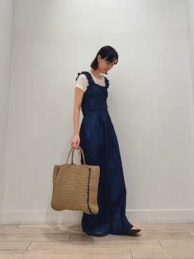 「URBAN RESEARCH Sonny Label（アーバンリサーチサニーレーベル）のベーシックレースTシャツ（Tシャツ/カットソー、ホワイト系）」を使った、くどうさん（レディース・157cm）の夏コーディネート