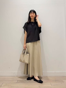 「URBAN RESEARCH DOORS（アーバンリサーチドアーズ）のリネンライクニットプルオーバー（ニット/セーター）」を使った、くどうさん（レディース・157cm）の夏コーディネート