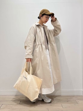 「撥水」｜「アイテム（ステンカラーコート）」を使った、くどうさん（レディース・157cm）の冬コーディネート