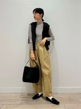 「RODE SKO（ロデスコ）のワンハンドル3WAYバッグ（ハンドバッグ）」を使った、くどうさん（レディース・157cm）の秋コーディネート