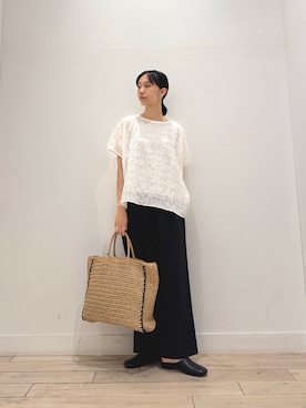 「URBAN RESEARCH DOORS（アーバンリサーチドアーズ）のシアーチェックレイヤードブラウス（シャツ/ブラウス、ホワイト系）」を使った、くどうさん（レディース・157cm）の夏コーディネート