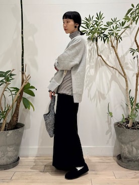 「アイテム（スリッポン）」を使った、くどうさん（レディース・157cm）の秋コーディネート