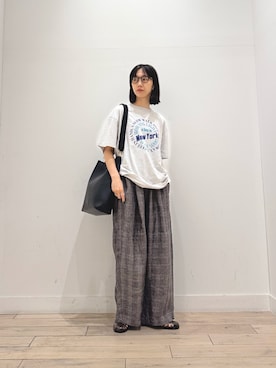「RODE SKO（ロデスコ）のクリアカラーグルカサンダル（サンダル、ブラック系）」を使った、くどうさん（レディース・157cm）の夏コーディネート