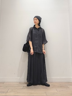 「URBAN RESEARCH DOORS（アーバンリサーチドアーズ）のコットンビーニー（ニットキャップ/ビーニー、グレー系）」を使った、くどうさん（レディース・157cm）の夏コーディネート