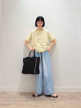 「URBAN RESEARCH DOORS（アーバンリサーチドアーズ）のペーパートートバッグ（トートバッグ、ブラック系）」を使った、くどうさん（レディース・157cm）の夏コーディネート