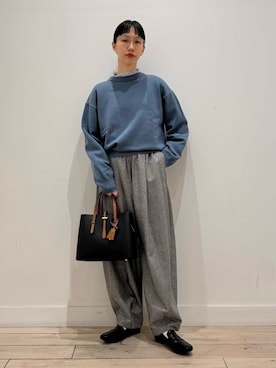 「URBAN RESEARCH DOORS（アーバンリサーチドアーズ）のピンタックフリルスタンドカラーブラウス（シャツ/ブラウス）」を使った、くどうさん（レディース・157cm）の冬コーディネート