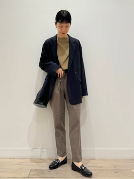 「アイテム（セットアップ、ブルー系）」を使った、くどうさん（レディース・157cm）の秋コーディネート