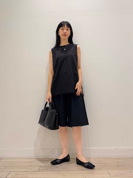 「刺繍」｜「アイテム（パンツ）」を使った、くどうさん（レディース・157cm）の夏コーディネート