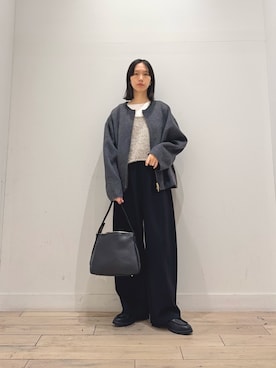 「URBAN RESEARCH DOORS（アーバンリサーチドアーズ）の『UVカット/イージーケア/抗菌防臭』『UR TECH』完声シルケットロングスリーブ Tシャツ（T Shirts、ホワイト系）」を使った、くどうさん（レディース・157cm）の秋コーディネート
